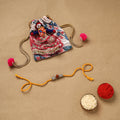 Handmade rudraksh work rakhi 49 - handcrafted