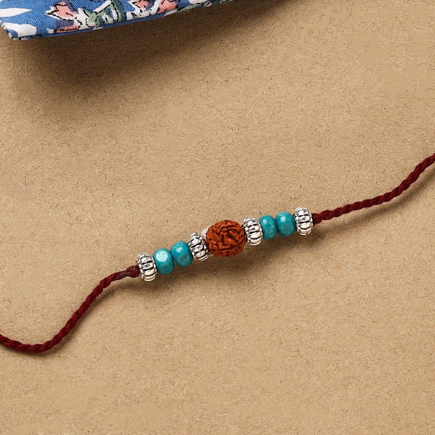 Handmade rudraksh work rakhi 51 - handcrafted