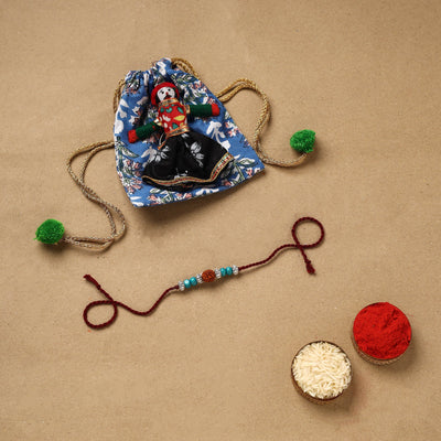 Handmade rudraksh work rakhi 51 - handcrafted
