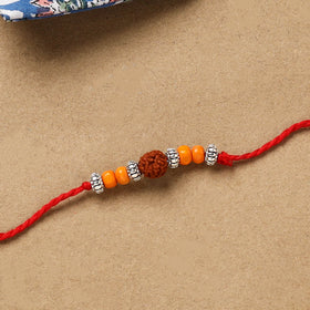 Handmade rudraksh work rakhi 52 - handcrafted