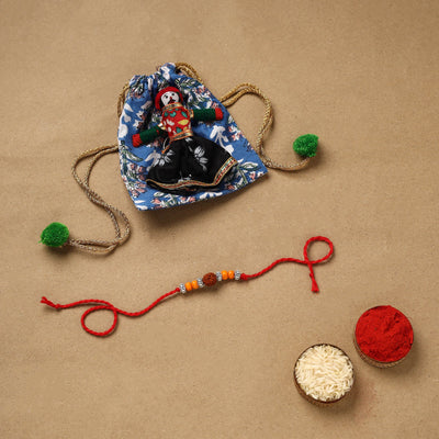 Handmade rudraksh work rakhi 52 - handcrafted