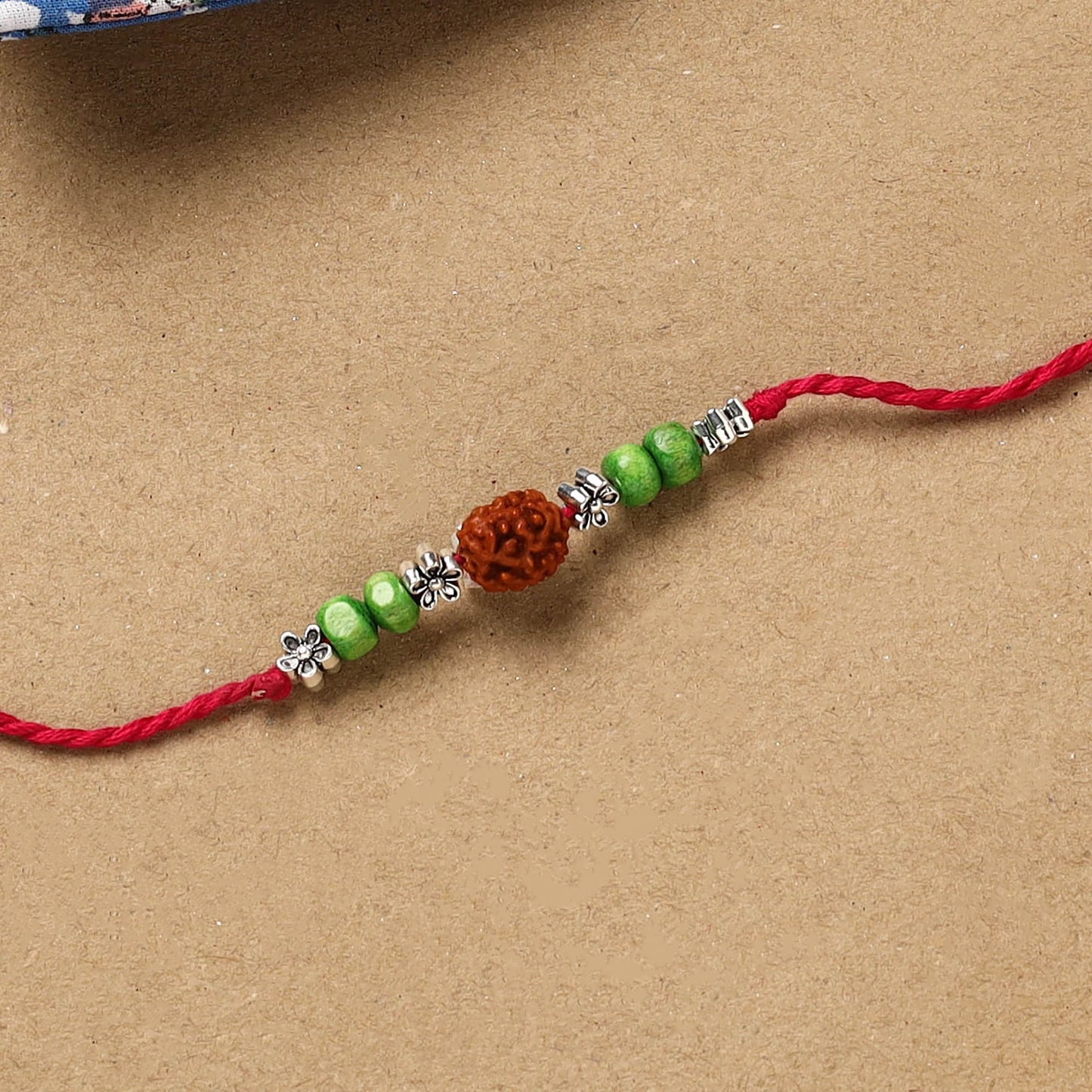 Handmade rudraksh work rakhi 53 - handcrafted