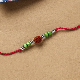 Handmade rudraksh work rakhi 53 - handcrafted
