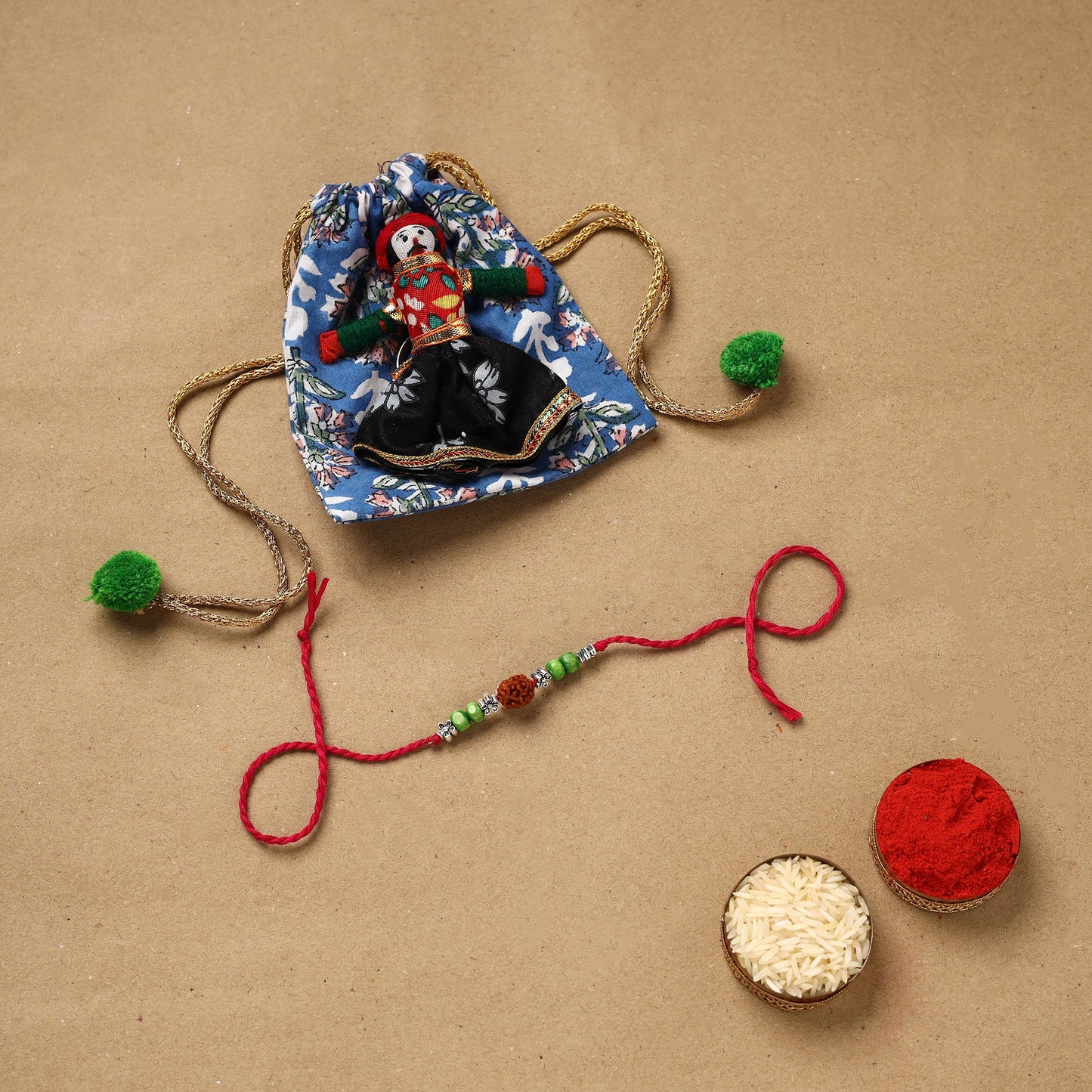Handmade rudraksh work rakhi 53 - handcrafted
