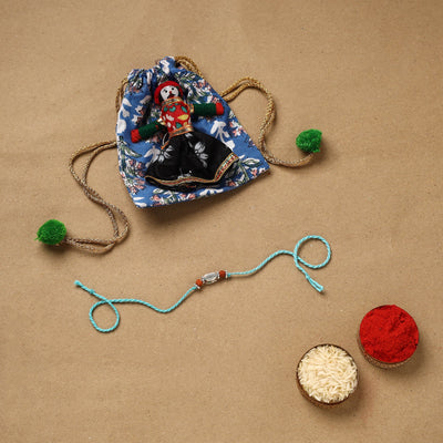 Handmade rudraksh work rakhi 54 - handcrafted