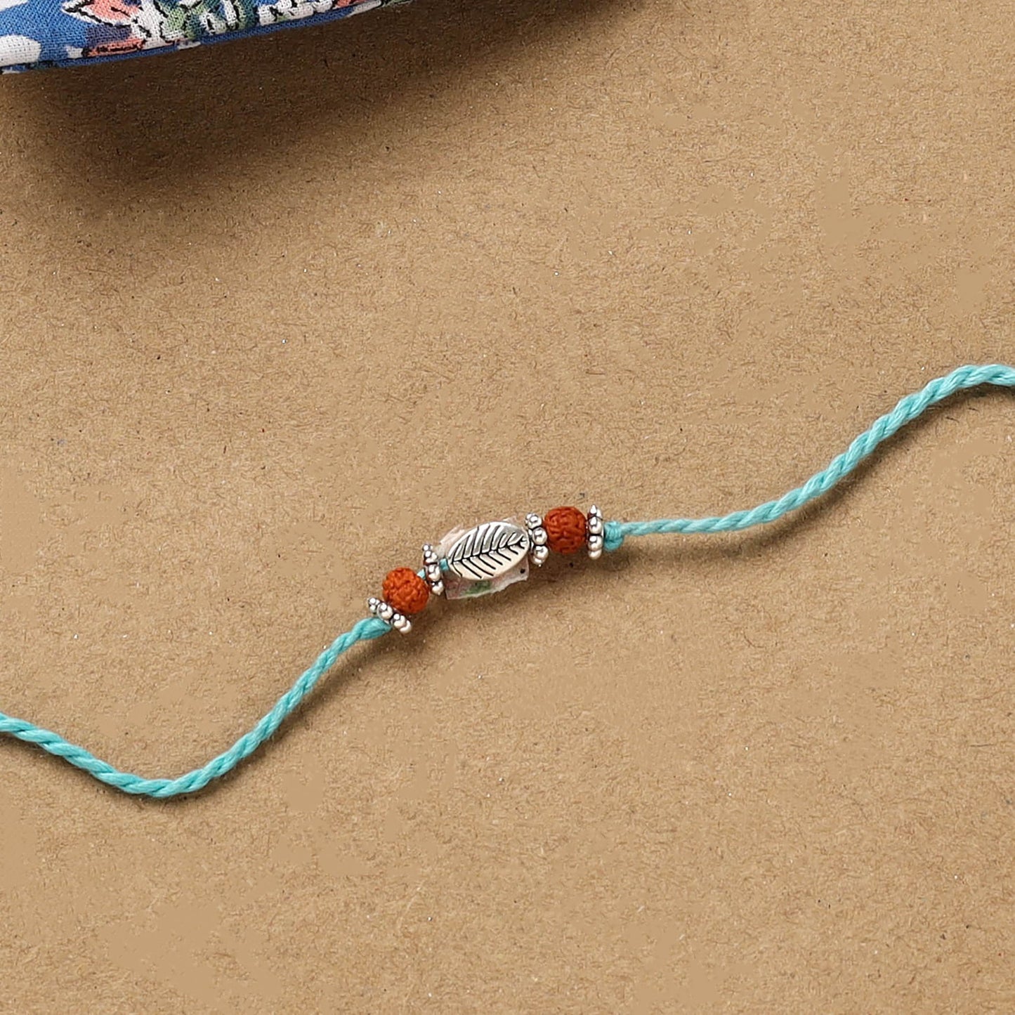 Handmade rudraksh work rakhi 54 - handcrafted