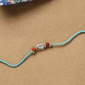 Handmade rudraksh work rakhi 54 - handcrafted