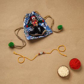 Handmade rudraksh work rakhi 55 - handcrafted