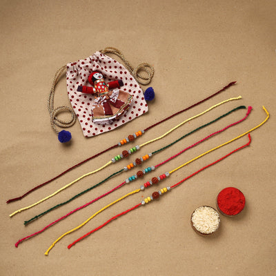 Handmade rudraksh work rakhi (set of 6) 87 - handcrafted