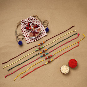 Handmade rudraksh work rakhi (set of 6) 87 - handcrafted
