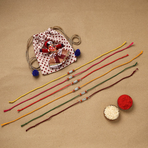 Handmade rudraksh work rakhi (set of 6) 89 - handcrafted