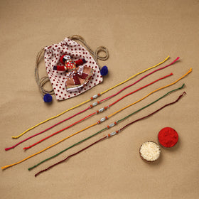 Handmade rudraksh work rakhi (set of 6) 89 - handcrafted