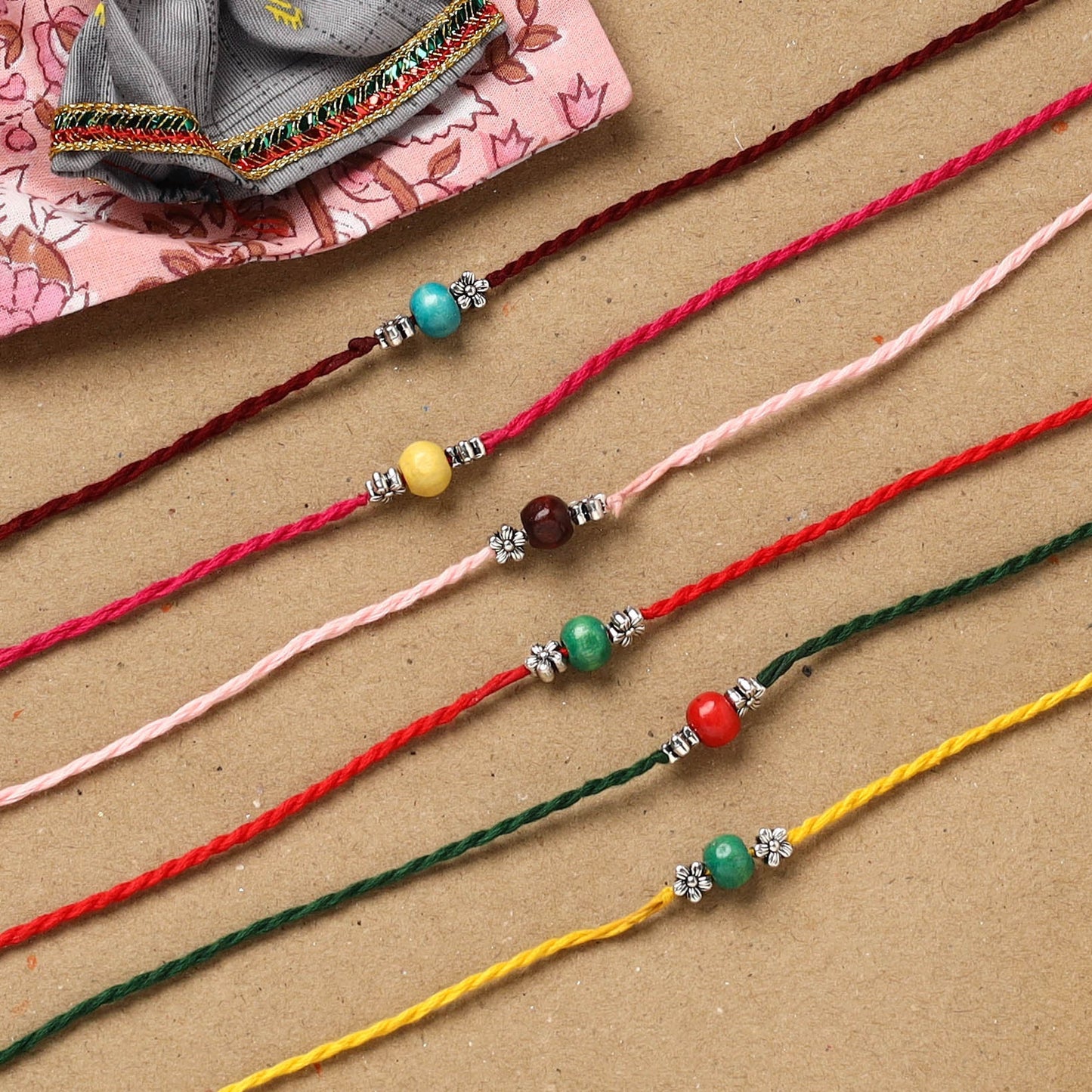Handmade rudraksh work rakhi (set of 6) 92 - handcrafted