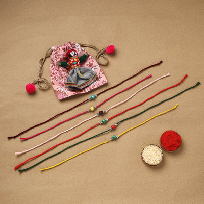 Handmade rudraksh work rakhi (set of 6) 92 - handcrafted