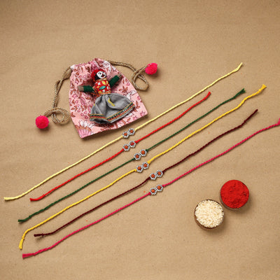 Handmade rudraksh work rakhi (set of 6) 93 - handcrafted