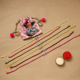 Handmade rudraksh work rakhi (set of 6) 93 - handcrafted