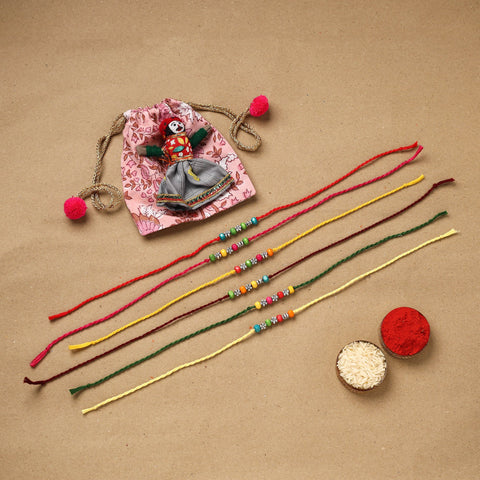 Handmade rudraksh work rakhi (set of 6) 94 - handcrafted