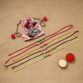 Handmade rudraksh work rakhi (set of 6) 94 - handcrafted
