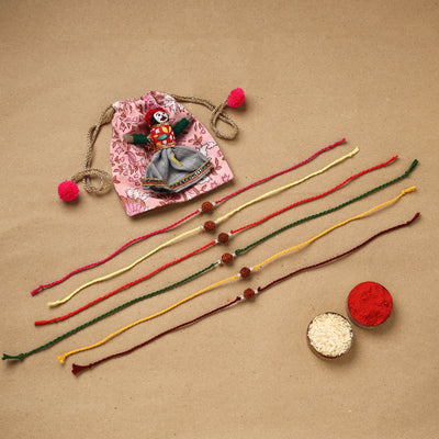Handmade rudraksh work rakhi (set of 6) 95 - handcrafted