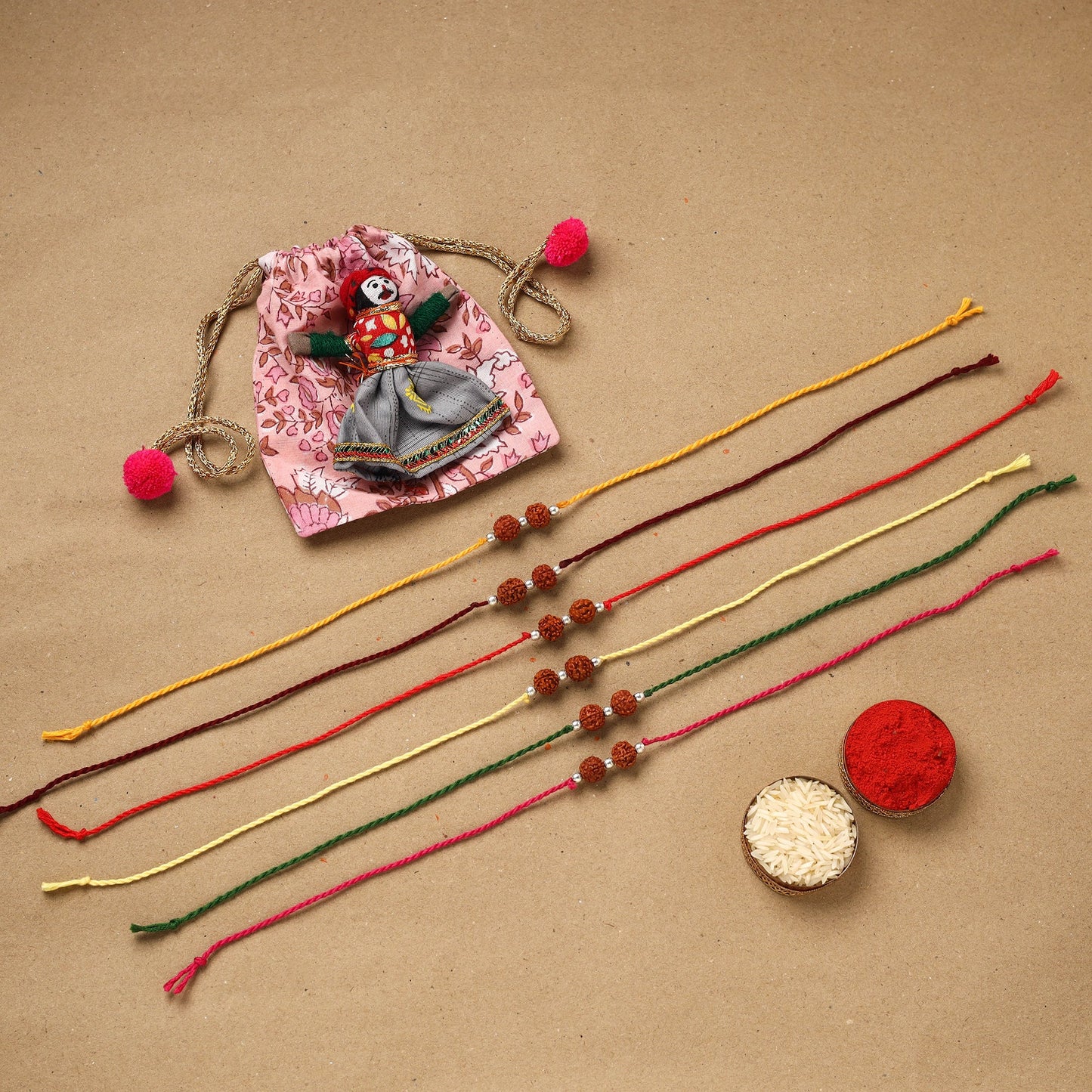 Handmade rudraksh work rakhi (set of 6) 96 - handcrafted
