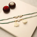  Handmade Shell & Bead Work Rakhi & Lumba Set