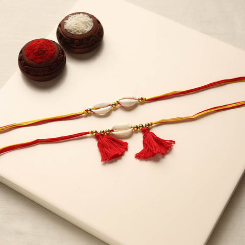  Handmade Shell & Bead Work Rakhi & Lumba Set