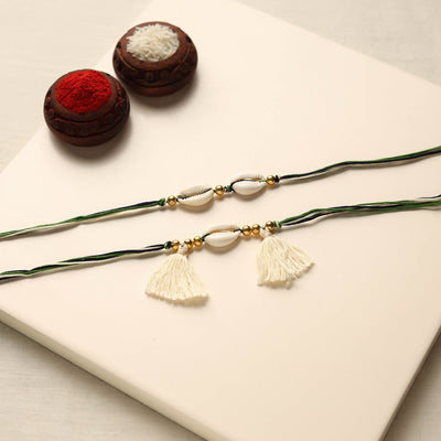  Handmade Shell & Bead Work Rakhi & Lumba Set
