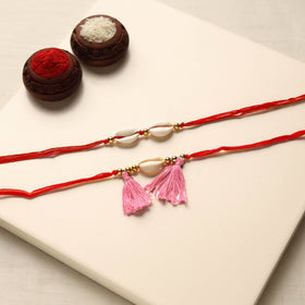  Handmade Shell & Bead Work Rakhi & Lumba Set
