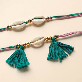  Handmade Shell & Bead Work Rakhi & Lumba Set