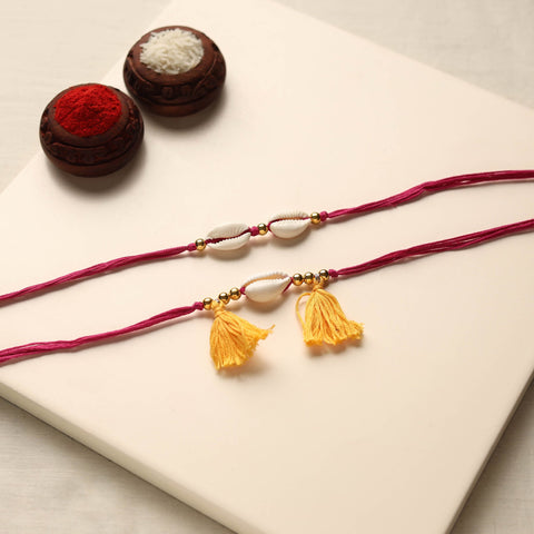  Handmade Shell & Bead Work Rakhi & Lumba Set