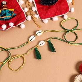  Handmade Shell & Bead Work Rakhi & Lumba Set