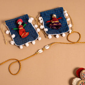  Handmade Shell & Bead Work Rakhi & Lumba Set