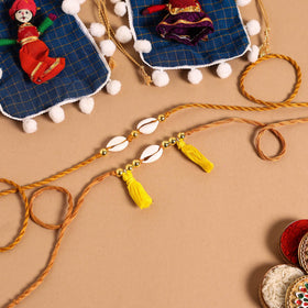  Handmade Shell & Bead Work Rakhi & Lumba Set