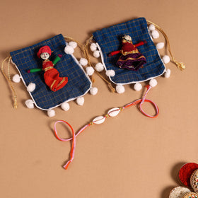  Handmade Shell & Bead Work Rakhi & Lumba Set