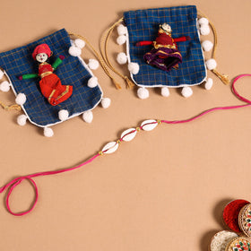  Handmade Shell & Bead Work Rakhi & Lumba Set