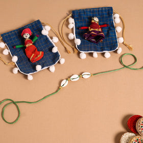  Handmade Shell & Bead Work Rakhi & Lumba Set