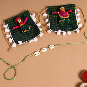  Handmade Shell & Bead Work Rakhi & Lumba Set