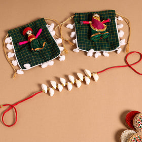  Handmade Shell & Bead Work Rakhi & Lumba Set