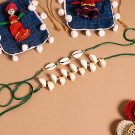  Handmade Shell & Bead Work Rakhi & Lumba Set