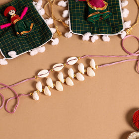  Handmade Shell & Bead Work Rakhi & Lumba Set