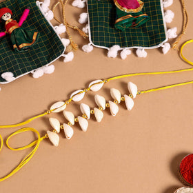  Handmade Shell & Bead Work Rakhi & Lumba Set