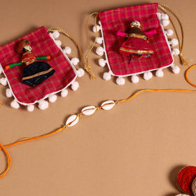  Handmade Shell & Bead Work Rakhi & Lumba Set