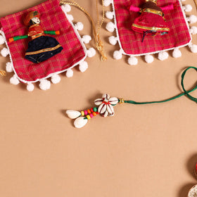  Handmade Shell & Bead Work Rakhi & Lumba Set