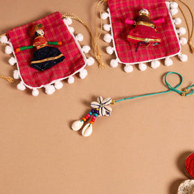  Handmade Shell & Bead Work Rakhi & Lumba Set