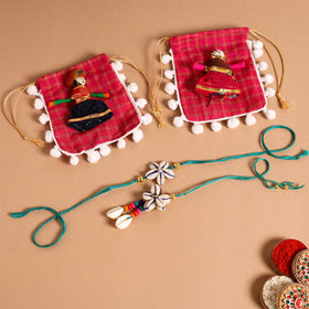  Handmade Shell & Bead Work Rakhi & Lumba Set