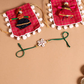  Handmade Shell & Bead Work Rakhi & Lumba Set