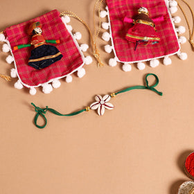  Handmade Shell & Bead Work Rakhi & Lumba Set