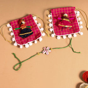  Handmade Shell & Bead Work Rakhi & Lumba Set