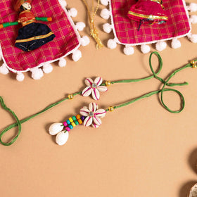  Handmade Shell & Bead Work Rakhi & Lumba Set