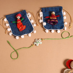  Handmade Shell & Bead Work Rakhi & Lumba Set